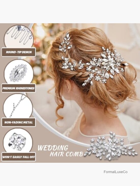 Bridal Headpiece Crystal Hair Comb with Pins Set main image 4